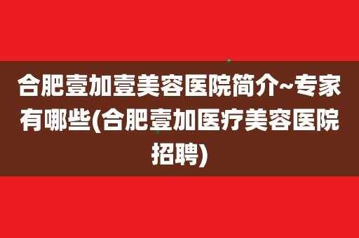 合肥壹加壹美容招聘_合肥壹加医疗美容医院官网